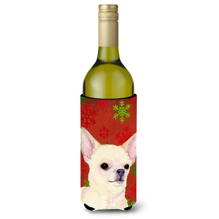 

Caroline s Treasures SS4679LITERK Chihuahua Red and Green Snowflakes Holiday Christmas Wine Bottle Hugger Wine Bottle