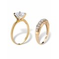 thumbnail image 2 of PalmBeach Jewelry Round Cubic Zirconia 2-Piece Solitaire and Channel-Set Bridal Ring Set 2.93 TCW in Solid 10k Yellow Gold, 2 of 6