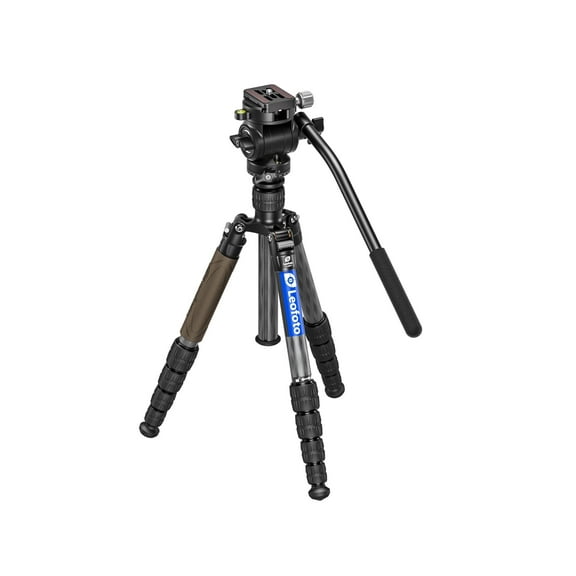 Leofoto LX-255CT/BV-1 Reversible Travel Tripod w/ Bino Fluid Head Kit, Black