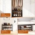 thumbnail image 6 of JUNLIN 3 Tier Expandable Shoe Rack, Metal Storage Shelf,Shoe Rack for Entryway（Black), 6 of 8