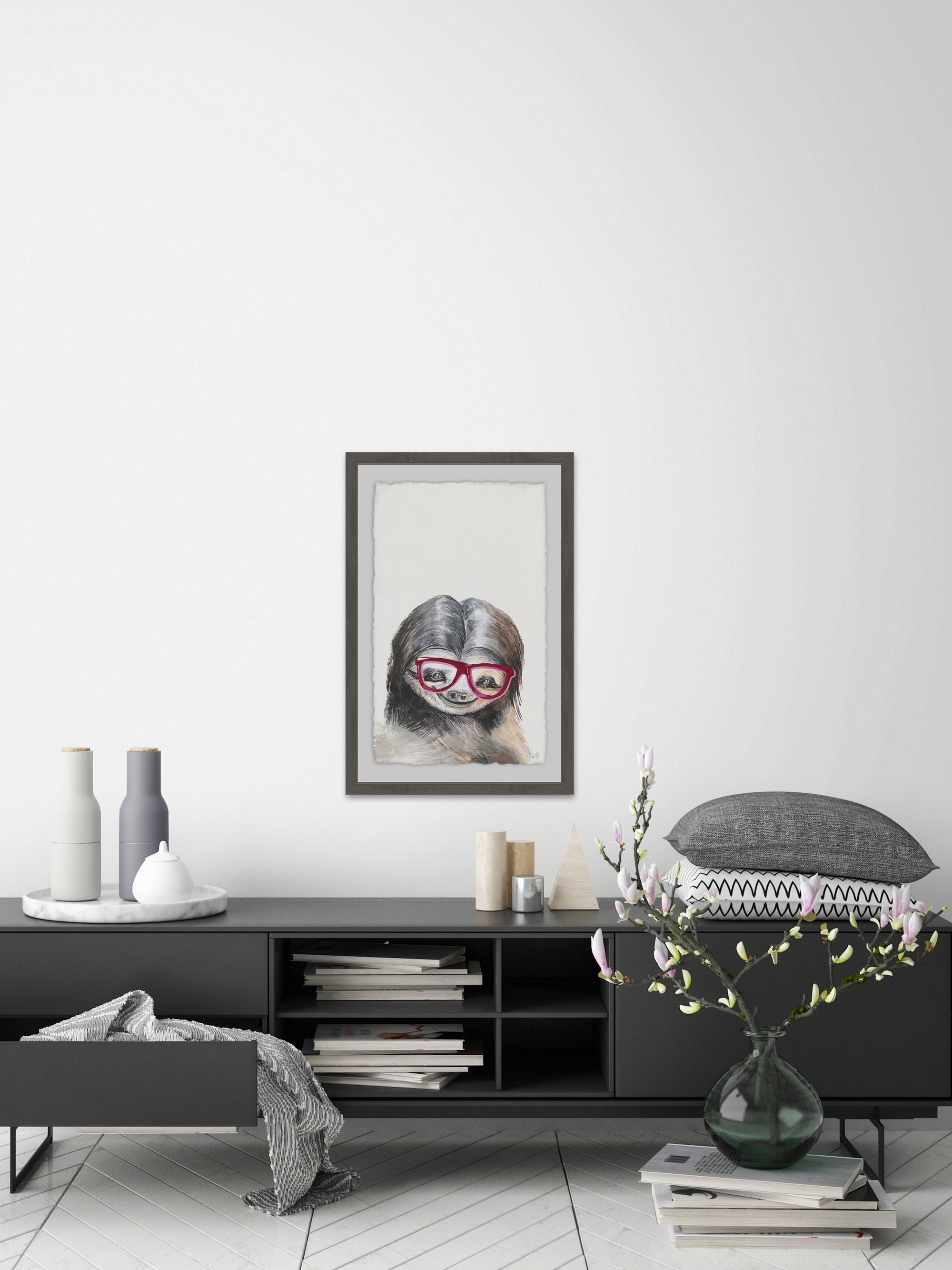 Nerdy Sloth Framed Painting Print