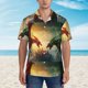 thumbnail image 2 of Balery Castle Red Green Sky Dragon Camisas hawaianas de manga corta para hombre, camisas playeras de corte holgado, camisas de vacaciones con botones,Medium, 2 of 7