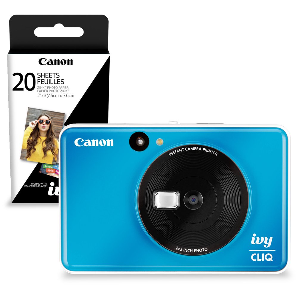 Canon Ivy CLIQ Instant Camera Printer (Seaside Blue) + 30 Sheets Photo