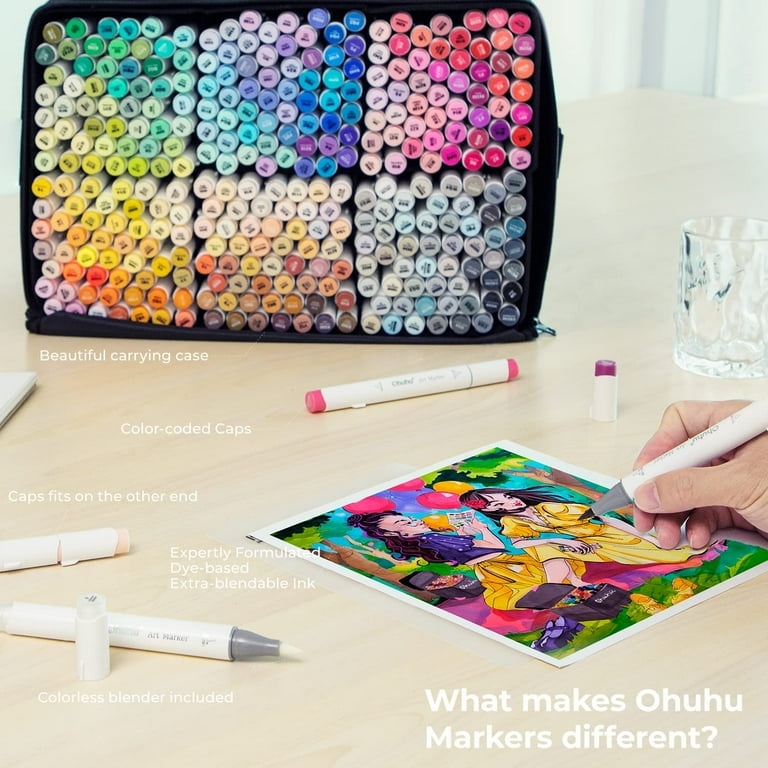 Ohuhu Alcohol Markers 320 Colors - Brush & Chisel Double Tipped Art Markers