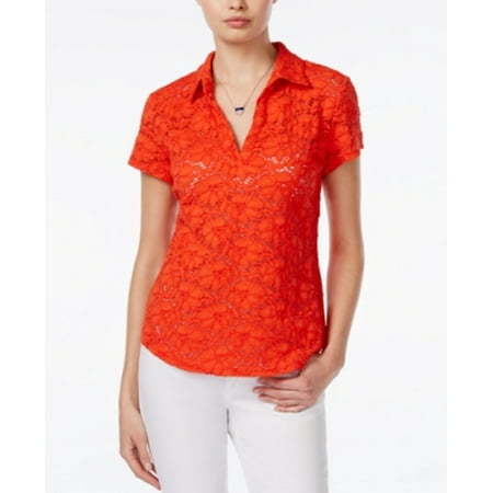 Maison Jules Women's Shirt Neck Cap Sleeve Rave Red Blouse Size