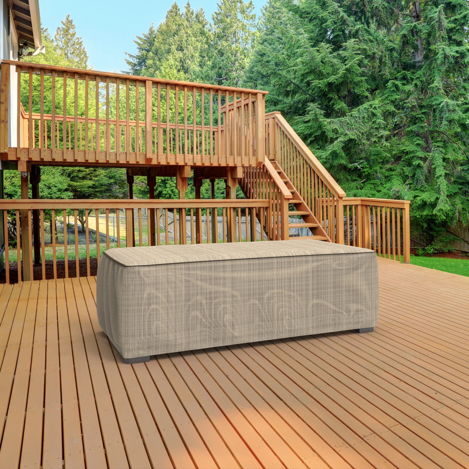 Budge Large Black Ivory Patio Ottoman/Table Cover, StormBlock™ Mojave