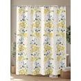 thumbnail image 4 of Yellow Blue Floral Shower Curtain, Vintage Botanical Pattern Bathroom Decor Curtains Set with Hooks, Waterproof Fabric Home Accessories， Stall 36 X 72 Inch, 4 of 6