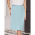 thumbnail image 4 of DARING DIVA Women's High Waist Formal Knee Length Pencil Skirts Large Light Blue, 4 of 7