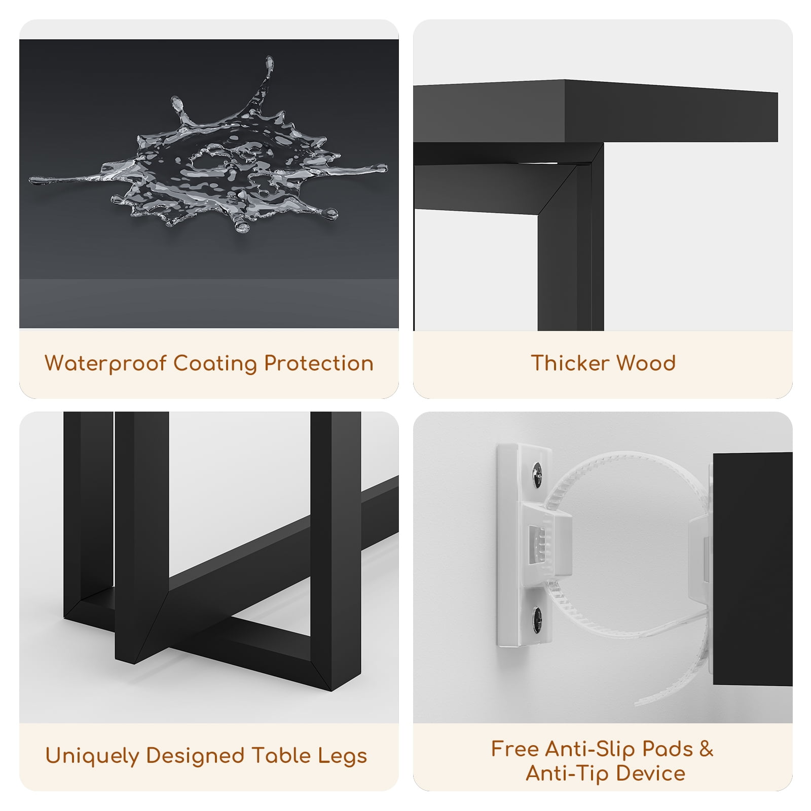 Ktaxon 59” Modern Console Table, Sleek Black Entryway Table Storage Cabinet, Heavy-Duty Hall Table for Foyer & Living Room