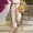 Yellow, variant on LEKODE Women's Linen Ankle Pants Pleated Front Wide Leg Straight Cropped Trouser Black L
