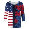 thumbnail image 4 of 250th Anniversary USA Shirt for Women 3/4 Sleeve 4th of July Tunic Tops Ladies Patriotic American Flag Blouse Independence Day Gift Multicolor 8 5XL, 4 of 5
