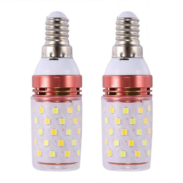 2X Luz de 3 Colores Integrada SMD LED Lampara de Maiz E14 AC85V - 265V Luz Blanco Calido 12W