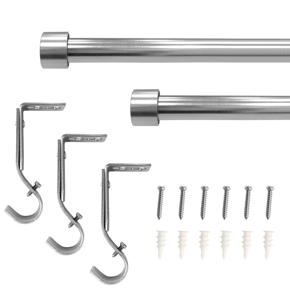 3/4" Single Curtain Rod Set with End Cap Finials 2-Pack