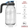 thumbnail image 2 of Half Gallon Mason Jar Pitcher Large Wide Mouth 64 oz with Lid - 2 Quart for Iced Tea, Sun Lemonade, Coffee, Airtight, Set of 1$$Home Decor, Kitchen, & Other, 2 of 6