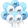 thumbnail image 1 of Kit de globos de fiesta con forma de tiburón, 12 cm, látex, azul, 10 unidades, para fiesta, 1 of 1