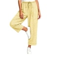 thumbnail image 4 of Miluxas Women's Gingham Plaid Cropped Pants Drawstring High Waist Wide Leg Loose Trousers with Pockets Soft Breathable Lounge Pants for Daily Wear Yellow, 4 of 6