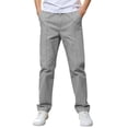 thumbnail image 2 of Amidoa Boys Twill Chino Pants Straight Leg Causal Elastic Waist Regular Fit Stretch Kids School Uniform Pants Gray Size 7-8Years, 2 of 8