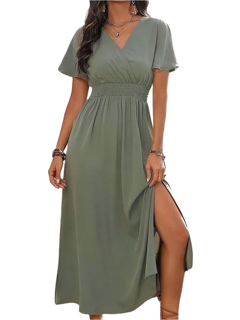 olive green boho maxi dress Whisper Maxi Dress Olive / S