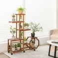thumbnail image 2 of Costway 8-tier 12 Potted Rolling Plant Stand Wooden Storage Display Shelf Rack with Wheels, 2 of 9