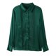 thumbnail image 2 of Camisas de seda auténtica de manga larga para mujer 2022, blusas y blusas verdes para oficina, 2 of 5