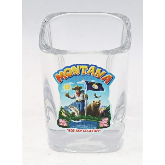 montana state montage square shot glass