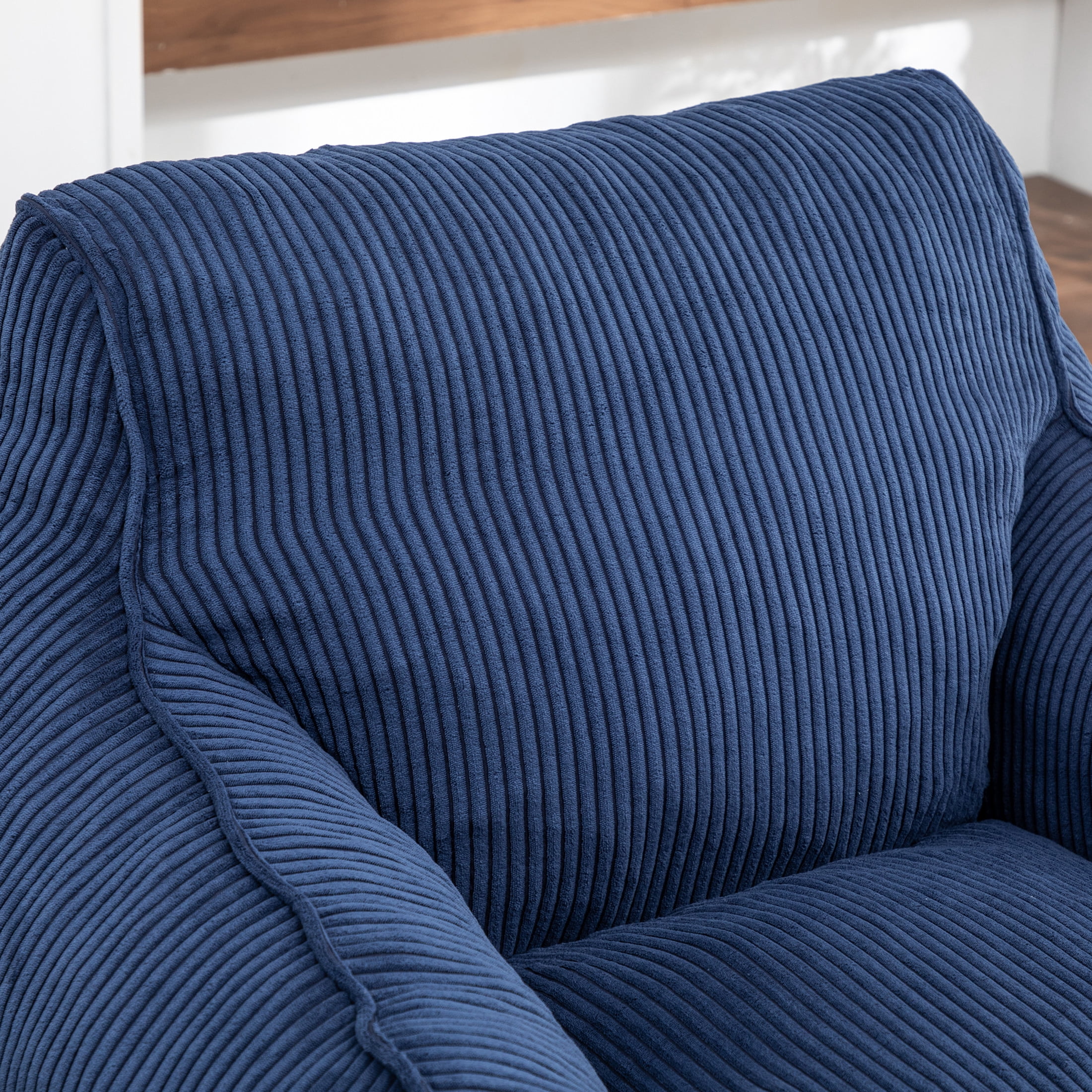 Noble House Prado Ergonomic Corduroy Bean Bag Chair, Comfy Foam Floor Armchair for Bedroom, Living Room, Dark Purple