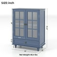 thumbnail image 3 of 28'' Sideboard Buffet Cabinet, Wood Storage Cabinet with 2 Glass Doors and 1 Drawer for Kitchen, Living Room, Entryway (Blue), 3 of 8