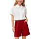 thumbnail image 5 of Odeerbi Niños 3 Piezas Caballero Traje Formal Preppy Traje Manga Corta Camisa de Vestido + Traje Pantalones Cortos + Corbata Colegial Conjunto de Uniforme, 5 of 9