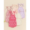 thumbnail image 4 of Aojekbee Baby Girl Summer Romper Cute Crochet Flower Sleeveless Tie Strap Bodysuit Newborn Playsuit, 4 of 10
