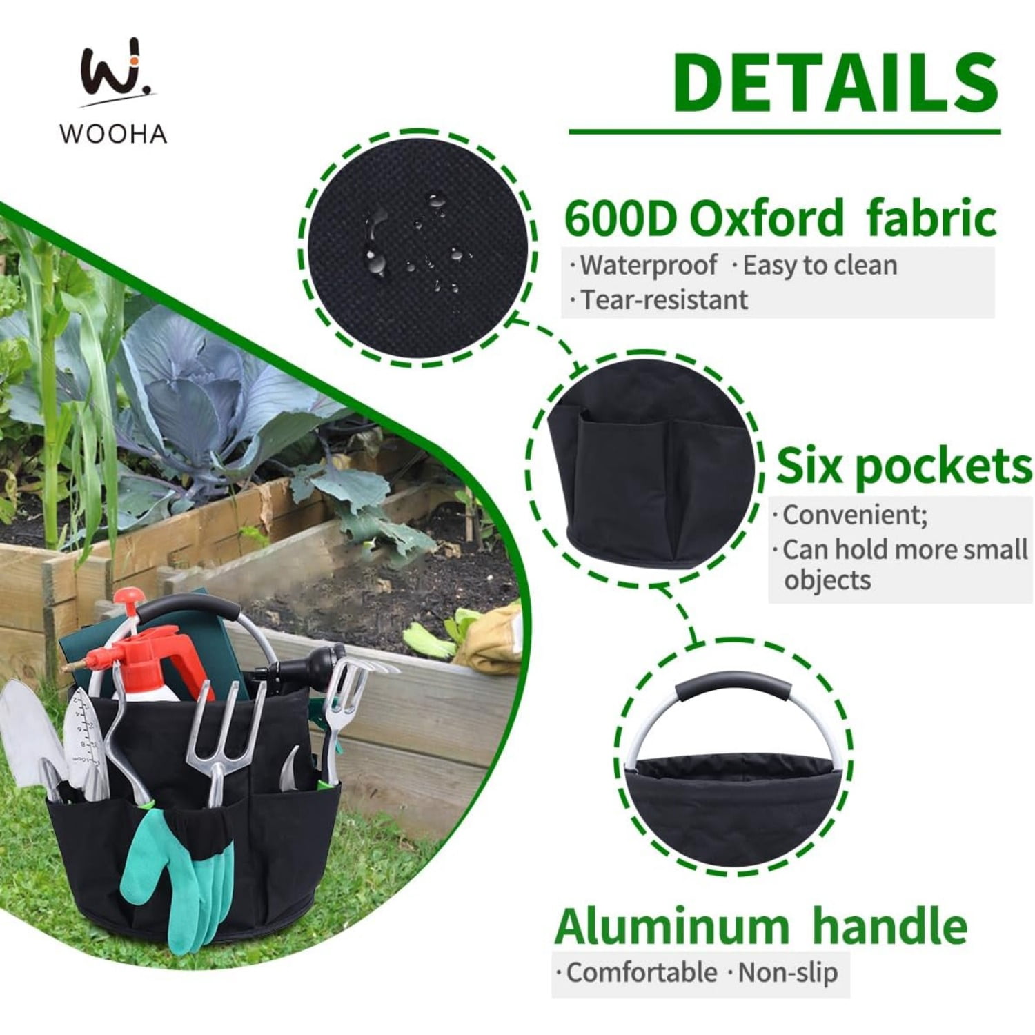 Tool Organizers Bag 34L Collapsible Tool Bag Laundry Organizer Outdoor Camping Garden Harvest Basket Home Bathroom Storage Bath Wash Bag（Black+Grey）