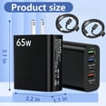 thumbnail image 4 of Fast USB C Charger Block, 4 Pack (2 Charger Blocks + 2 Charger Cables) 5-Port USB C Wall Charger, Fast Charging USB-C PD up to 20W Power Adapter, Type C Brick Chargers, Black, 4 of 9
