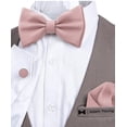 thumbnail image 4 of Boy's Rose Pastel Bow Tie with Handkerchief & Cufflinks Pre-Tied Style Formal Satin Classic Bowtie for Tuxedo Faux Silk, by Adam Young (Medium, Blush Pink), 4 of 5