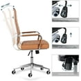 thumbnail image 5 of Home Office Chair Ribbed, Modern Leather Conference Waiting Room Chairs,Ergonomic Office Desk Chair, High Back Executive Computer Chair, Adjustable Swivel Chair with Arms (Brown), 5 of 8