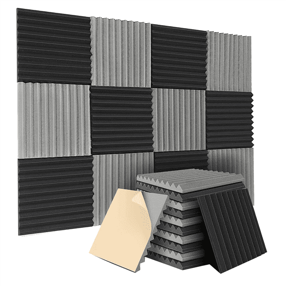 12 Pack Self-Adhesive Acoustic Panels,12x12x1 Inch Sound Proof Foam Panels,Soundproof Wall Panels Studio