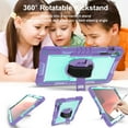 thumbnail image 4 of Case for Samsung Galaxy Tab S10 FE Plus 13.1" 2025, 360° Rotating Kickstand with Pencil Holder/Hand Strap/Shoulder Strap Hard PC Rugged Silicone Shockproof Bumper Stand Cover, Purple + Mint Green, 4 of 8