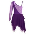 thumbnail image 4 of MSemis Girls Kids Sequined Ballet Leotard Lyrical Asymmetrical Hem Dancewear Dress, 4 of 4