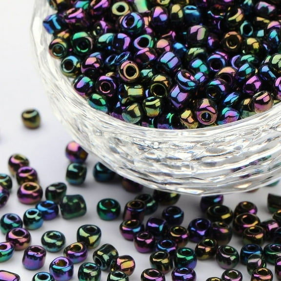 6/0 Glass Seed Beads Iris Round Purple about 4mm in diameter hole: 1mm about 500pcs/50g