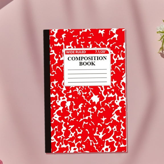 Wide Ruled Composition Notebook, College Ruled Composition Notebooks, 5-1/2 x 8-1/4 Inch Office Journals, Wide Ruled Paper, 30 Sheets per Book, Red, 5.51x8.27"