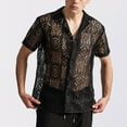 thumbnail image 2 of Mens Floral Lace Shirt See Through Casual Button Down Shirts, 2 of 9