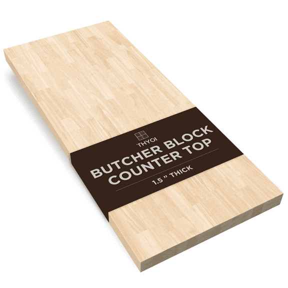 60 x 25 x 1.5 Inches Rubberwood Butcher Block Countertop Solid Wooden Table Top for Kitchen Countertops DIY Butcher Block Desks and Wood Table Tops Unfinished Surface for Customization
