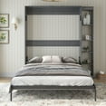 thumbnail image 3 of MUZZ Foldable Murphy Bed with 1 Side Cabinet, Folding Wall Bed with Space Saving Design, Fold up Murphy Bed Cabinet for Storage, Multipurpose Cabinet Bed for Bedroom/Apartment (Style5+1,Dark Grey), 3 of 13