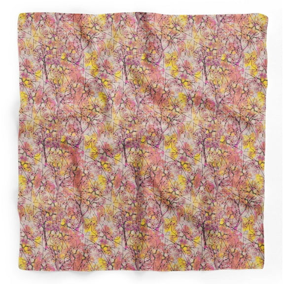 Bimba Pink Prints Digital Printed Pure Silk Scarf For Hair Neck Head Bandanas For Women 40 x 40 Inches