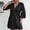 Black, variant on Women's Knit Swimwear Coverup Dress Long Sleeve Mesh Deep V Neck Loose