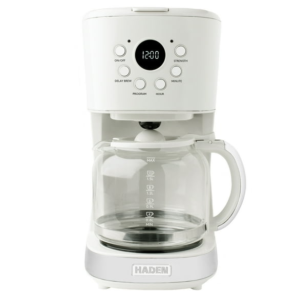 Open Box Haden 12 Cup Programmable Coffee Maker w/ Brew Strength Control, Ivory
