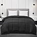 thumbnail image 3 of Blue Ridge Home Fashions Microfiber Light Weight Solid Down Alternative All Season Comforter - Hypoallergenic Polyester Fill, Twin, Black, 3 of 4