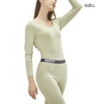 thumbnail image 3 of Jumpingount 1 Juego de ropa interior térmica para mujer, ropa de dormir de poliéster de repuesto de manga larga de Color sólido para invierno y Ropa interior Verde L, 3 of 6