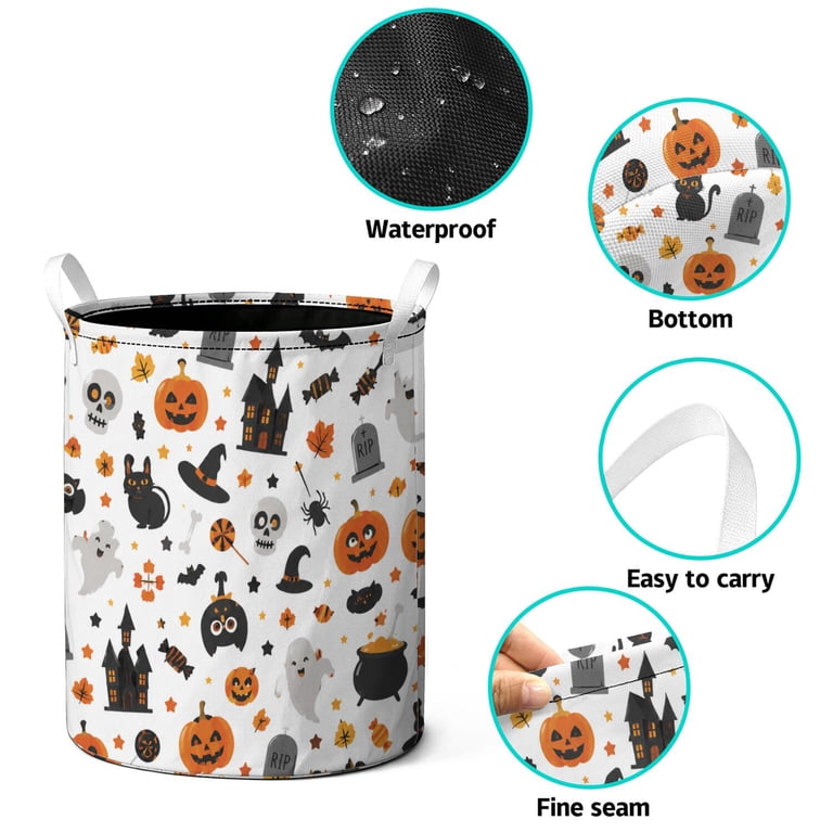 Sundronis 13.7x17.7 in Collapsible Textile Laundry Container, Halloween Holiday ...