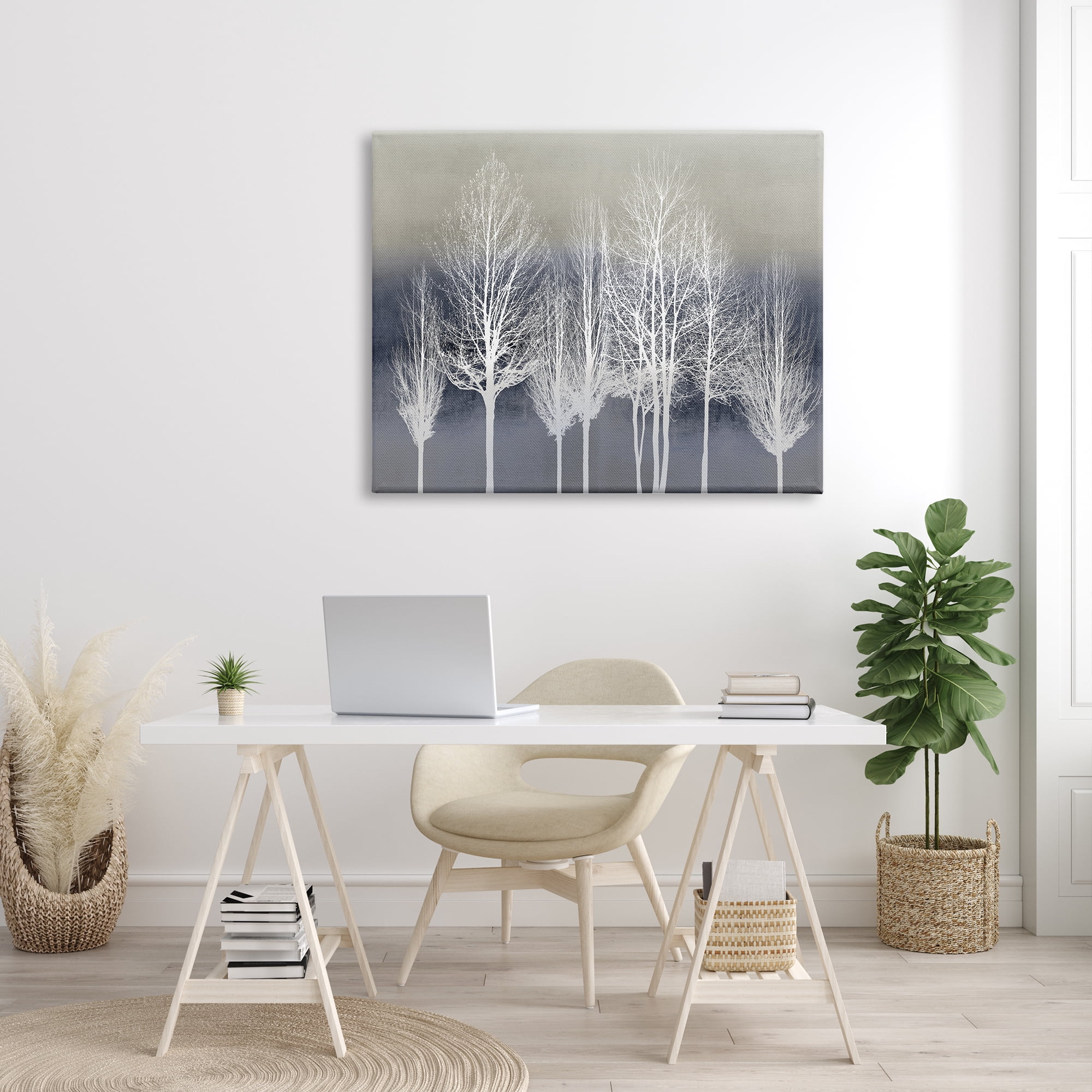 Stupell Industries Modern Tree Forest Winter Landscape over Pattern, 36 x 48, Designed by Kate Bennett