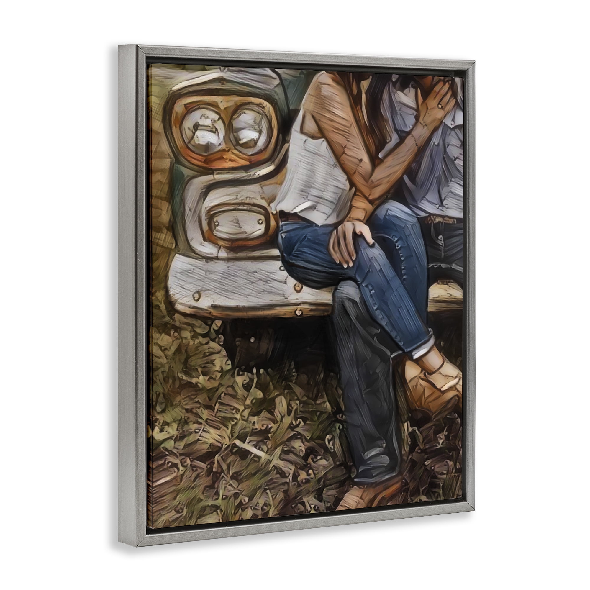 Crossed Legs & Trucks Gray Framed Floater Canvas Wall Art, design by Jesse Keith