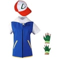 thumbnail image 4 of Disfraz de Pokémon para hombre y niña, ropa de Ash Ketchum, chaqueta azul, para fiesta, gorro y guantes, 4 of 5
